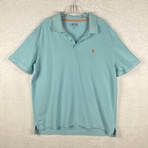 Izod Men XL Teal Blue Green Advantage Polo Shirt Tennis Golf Preppy Performance